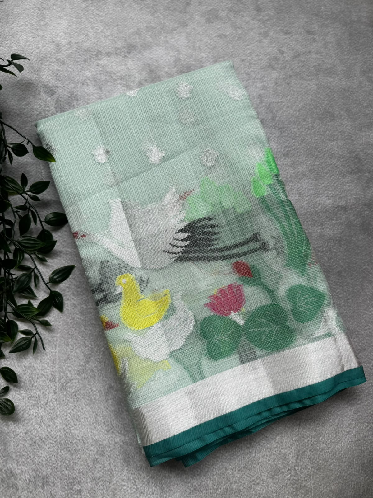 Green kota checks saree