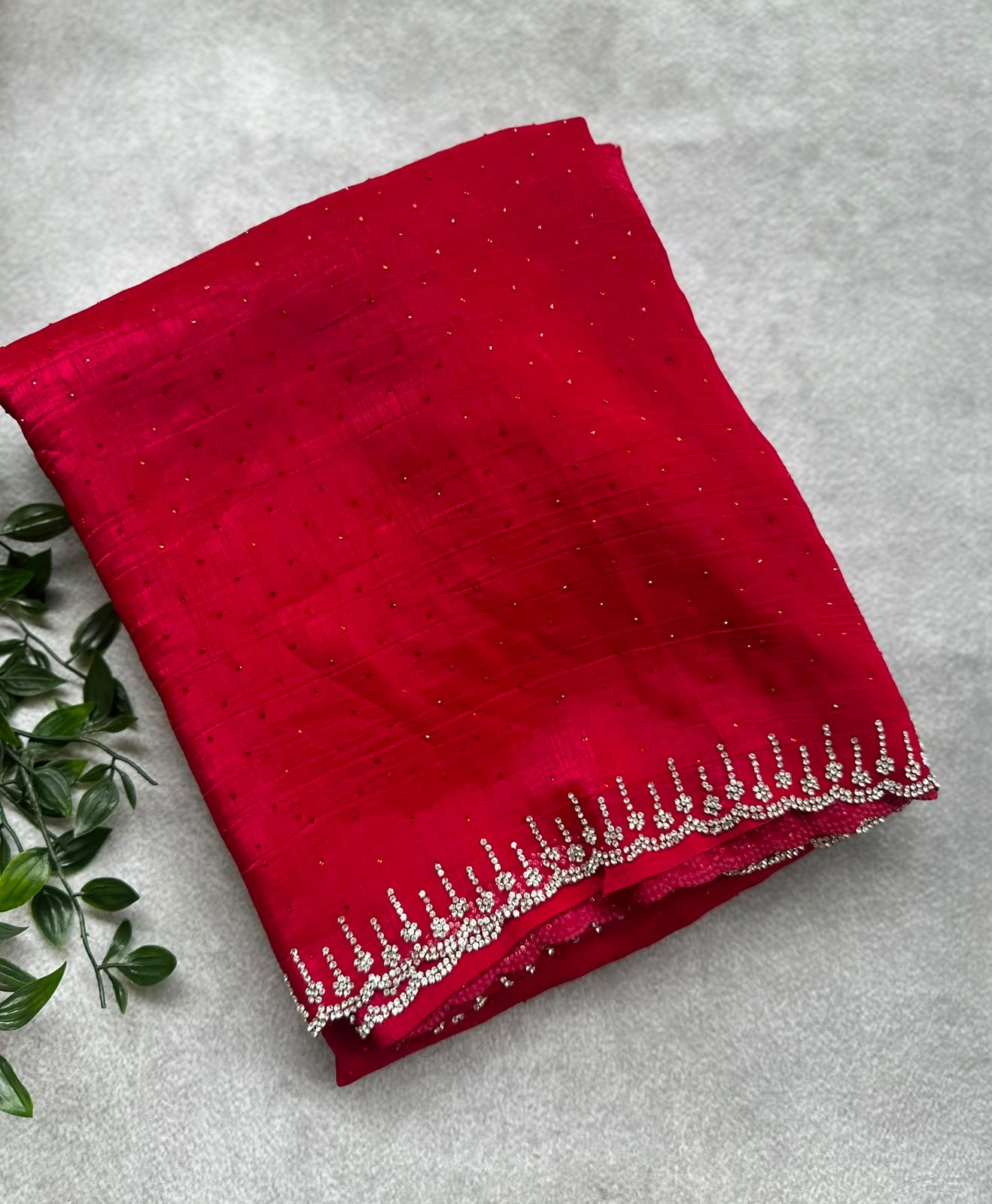 Red tissue party wear saree