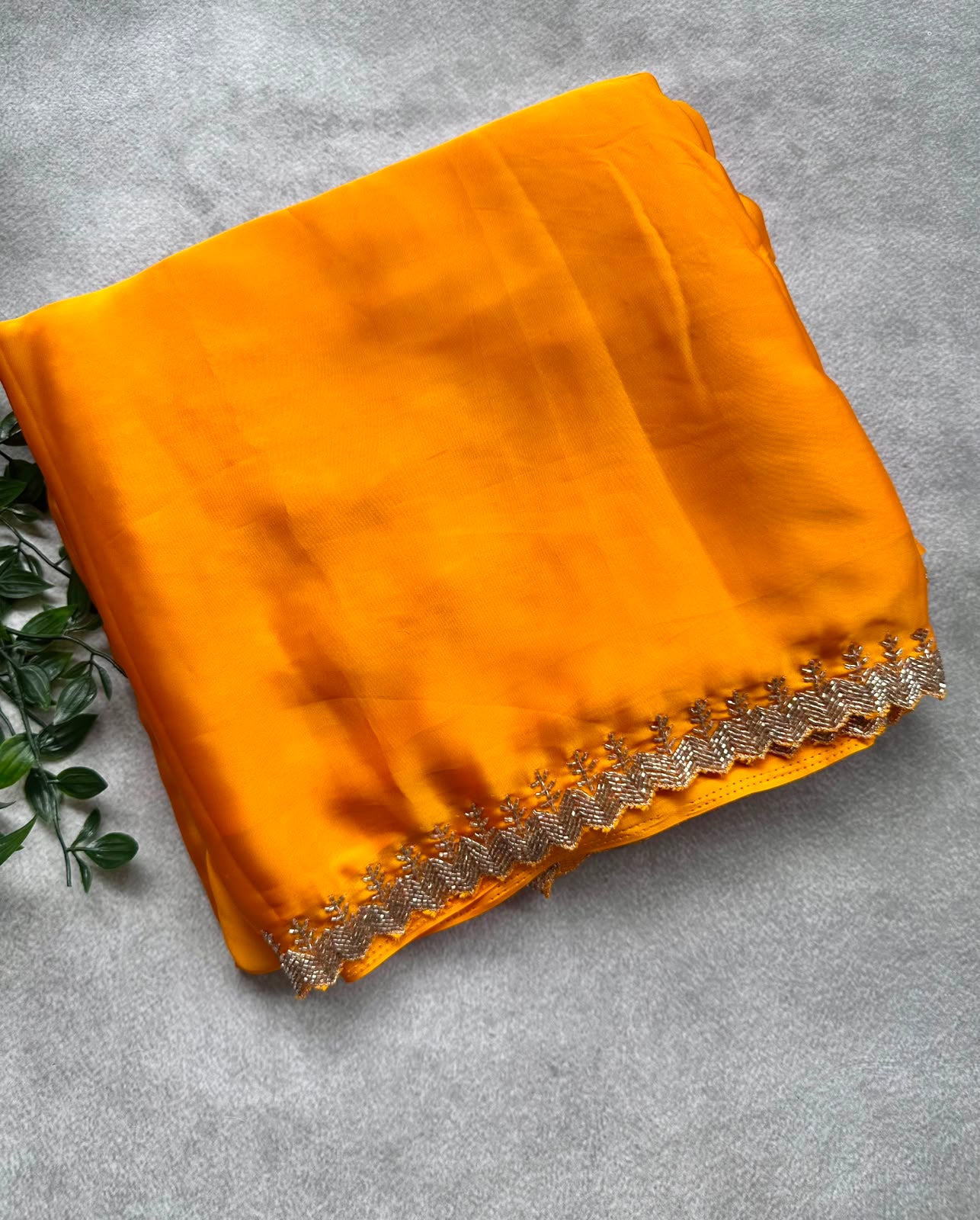 Orange satin party wear saree