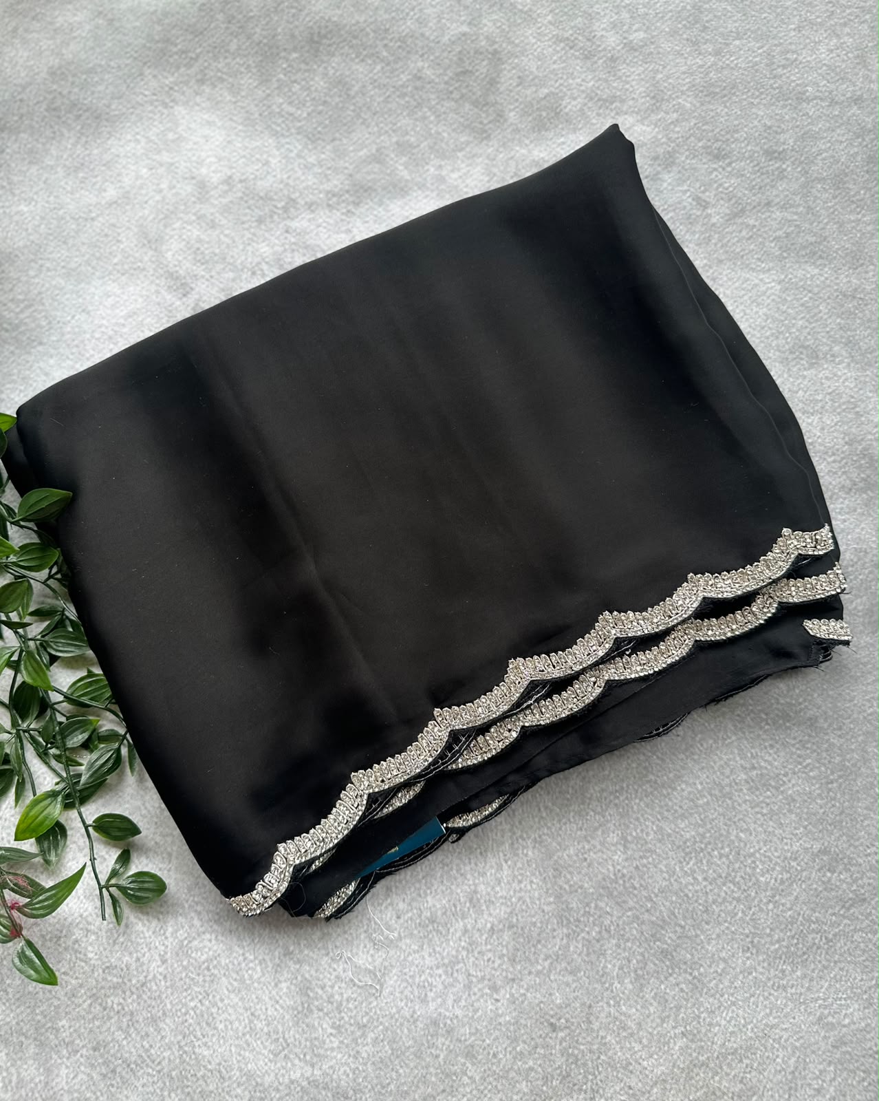 Black satin party wear saree