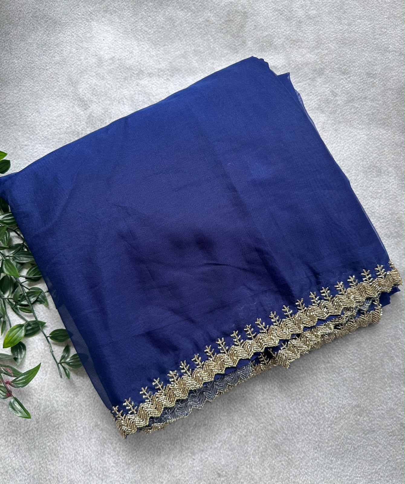 Navy blue tissue party wear saree
