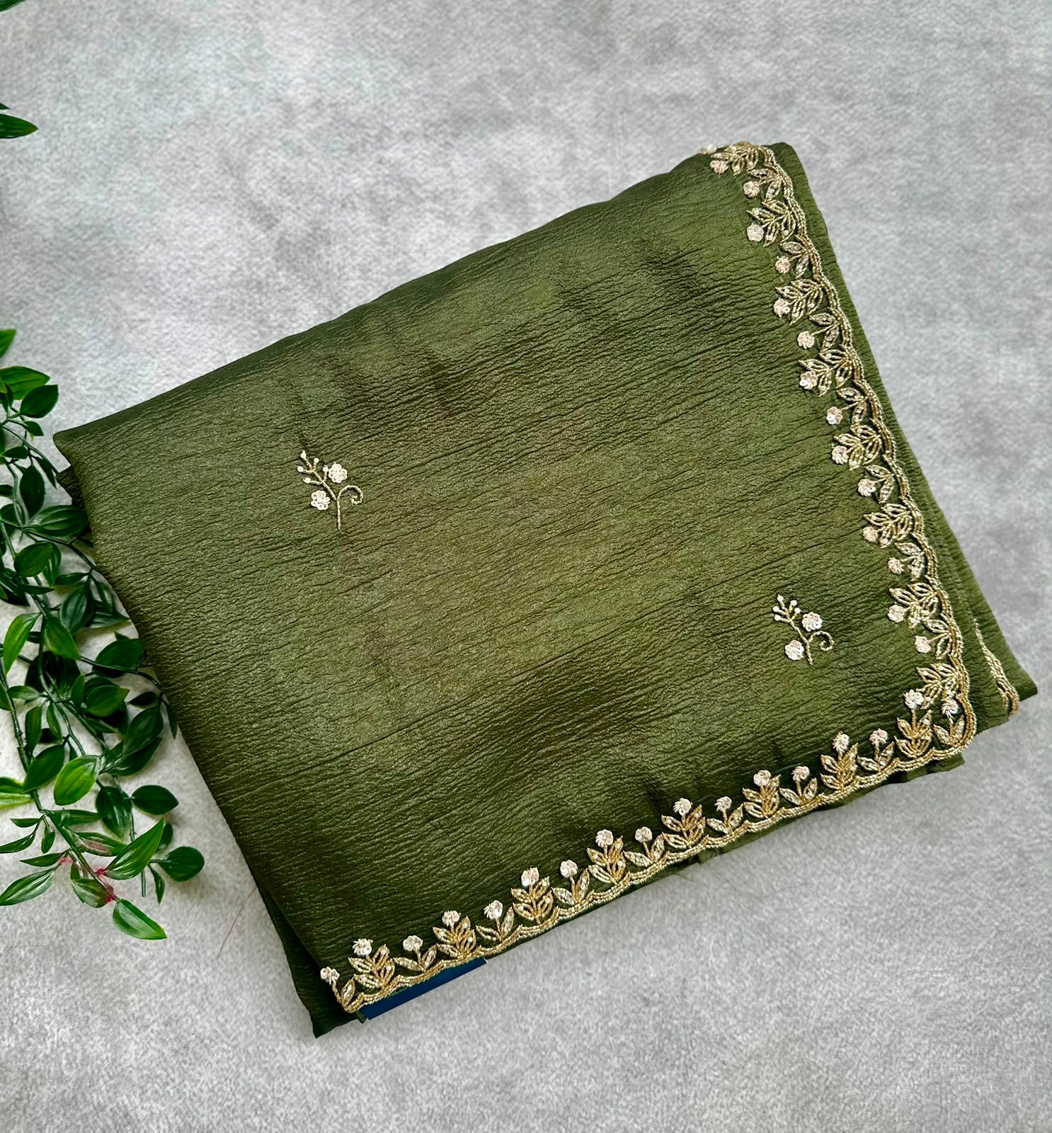 Green crush tissue saree