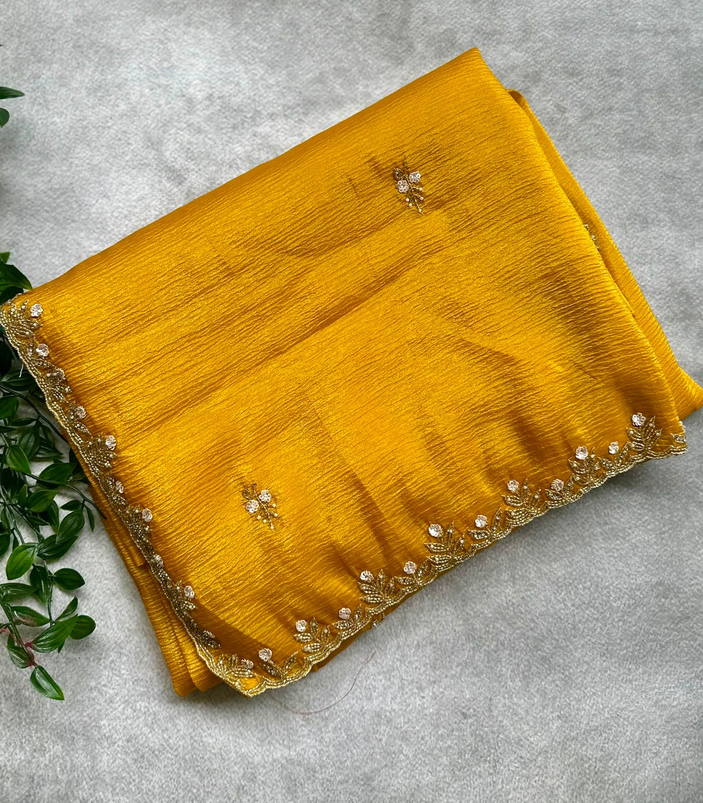 Yellow crush tissue saree