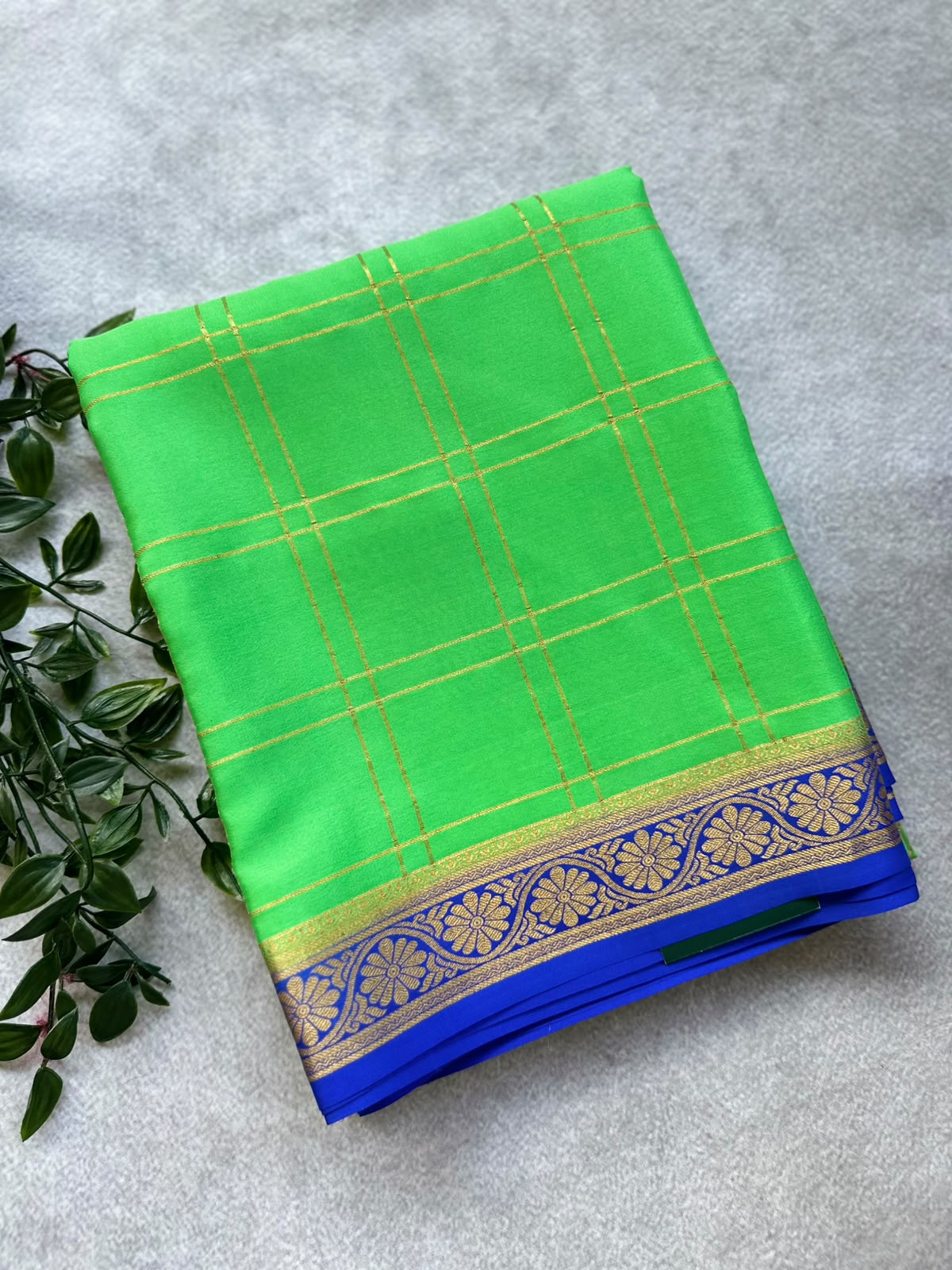 Green pure mysore crepe silk saree