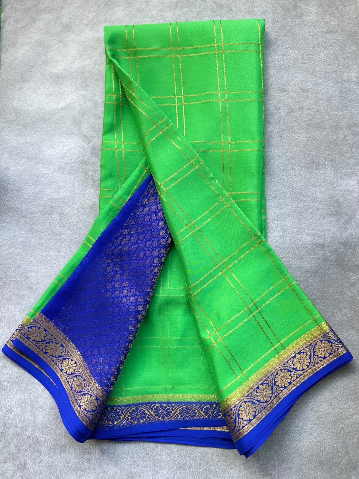 Green pure mysore crepe silk saree