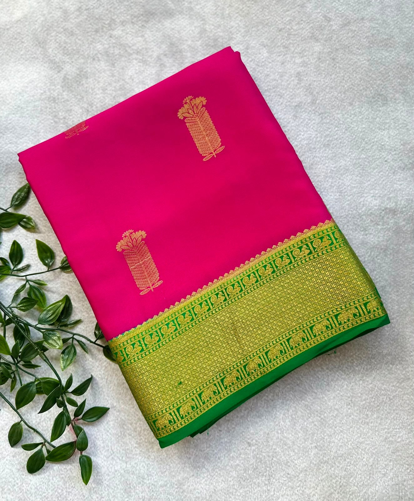 Pink pure mysore crepe silk saree