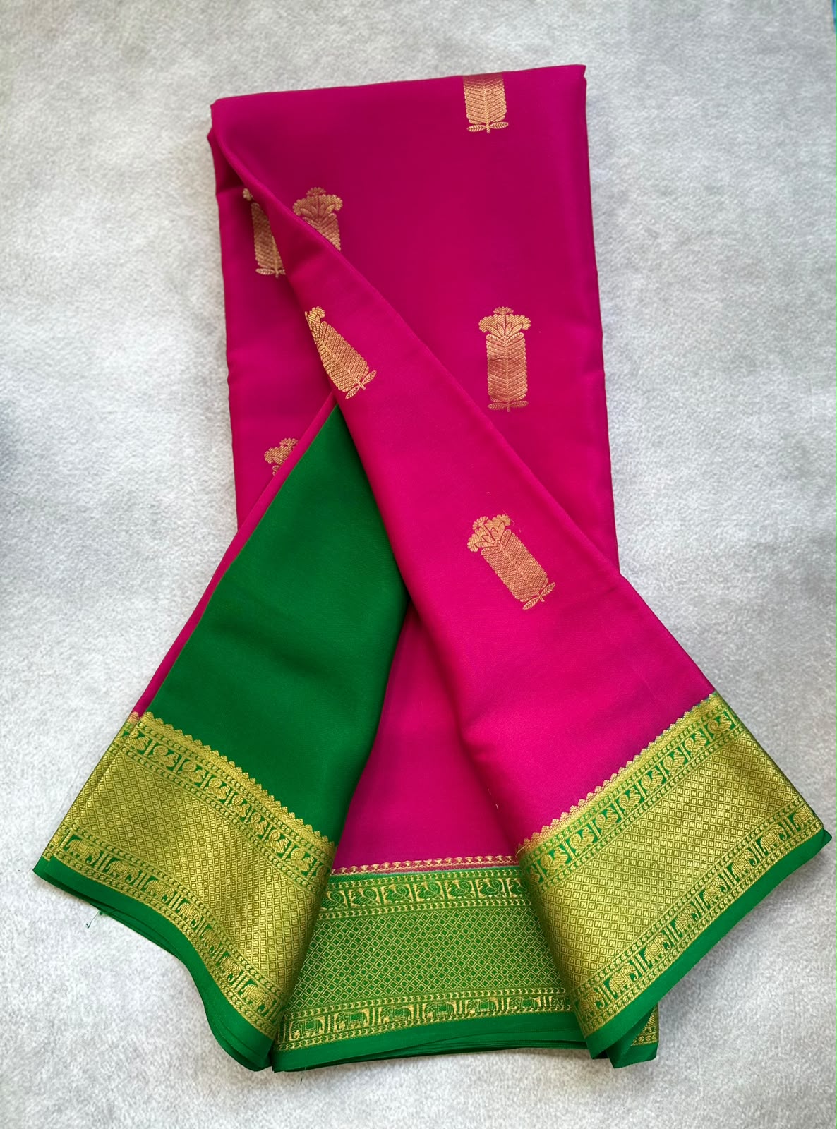 Pink pure mysore crepe silk saree