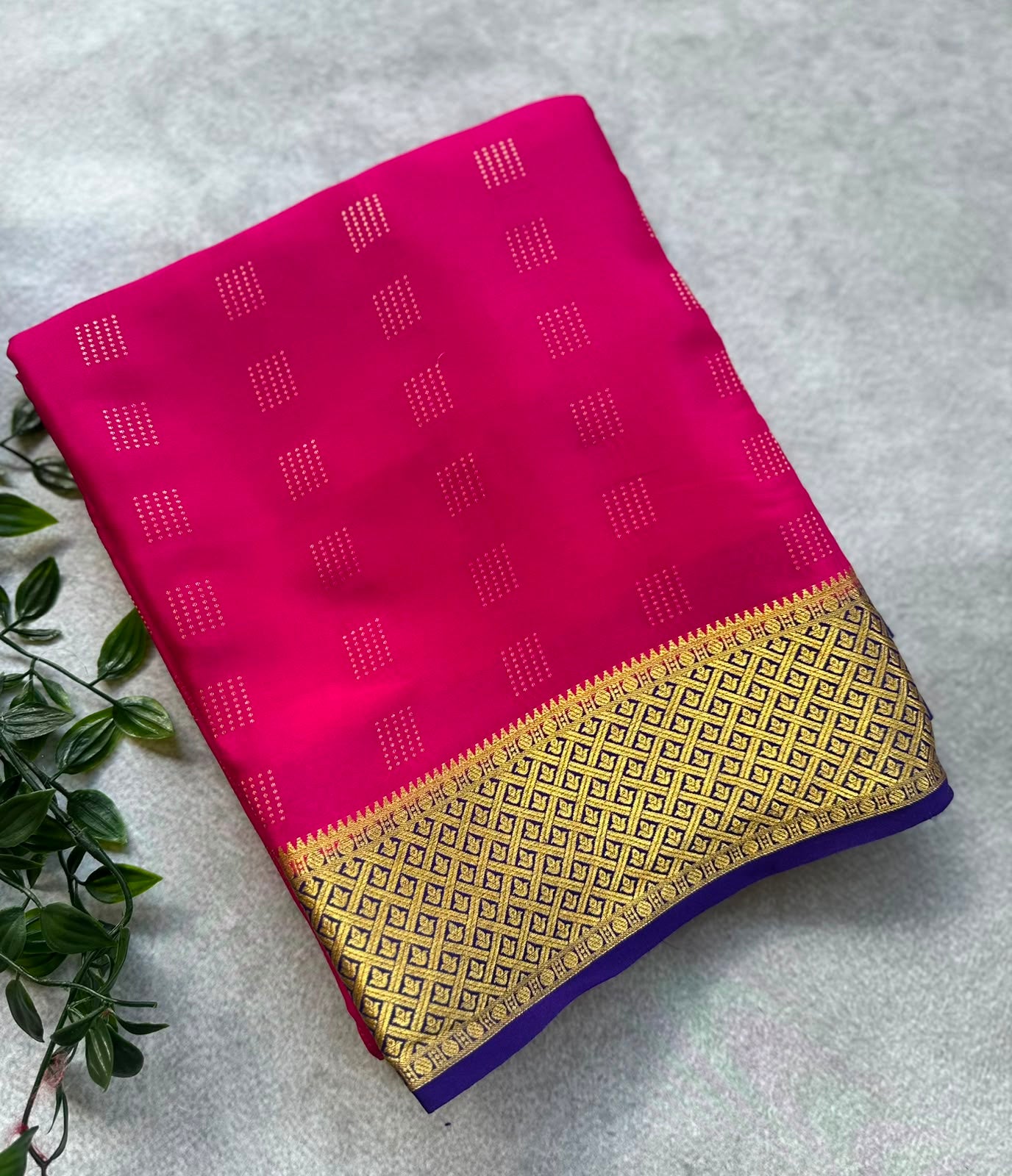 Pink pure mysore crepe silk saree