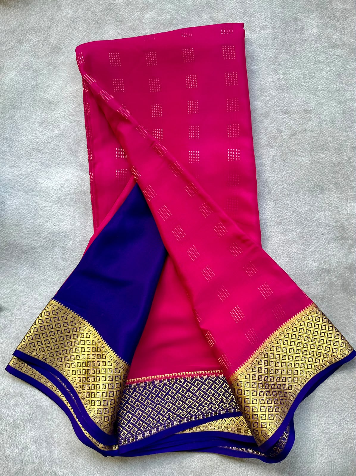 Pink pure mysore crepe silk saree