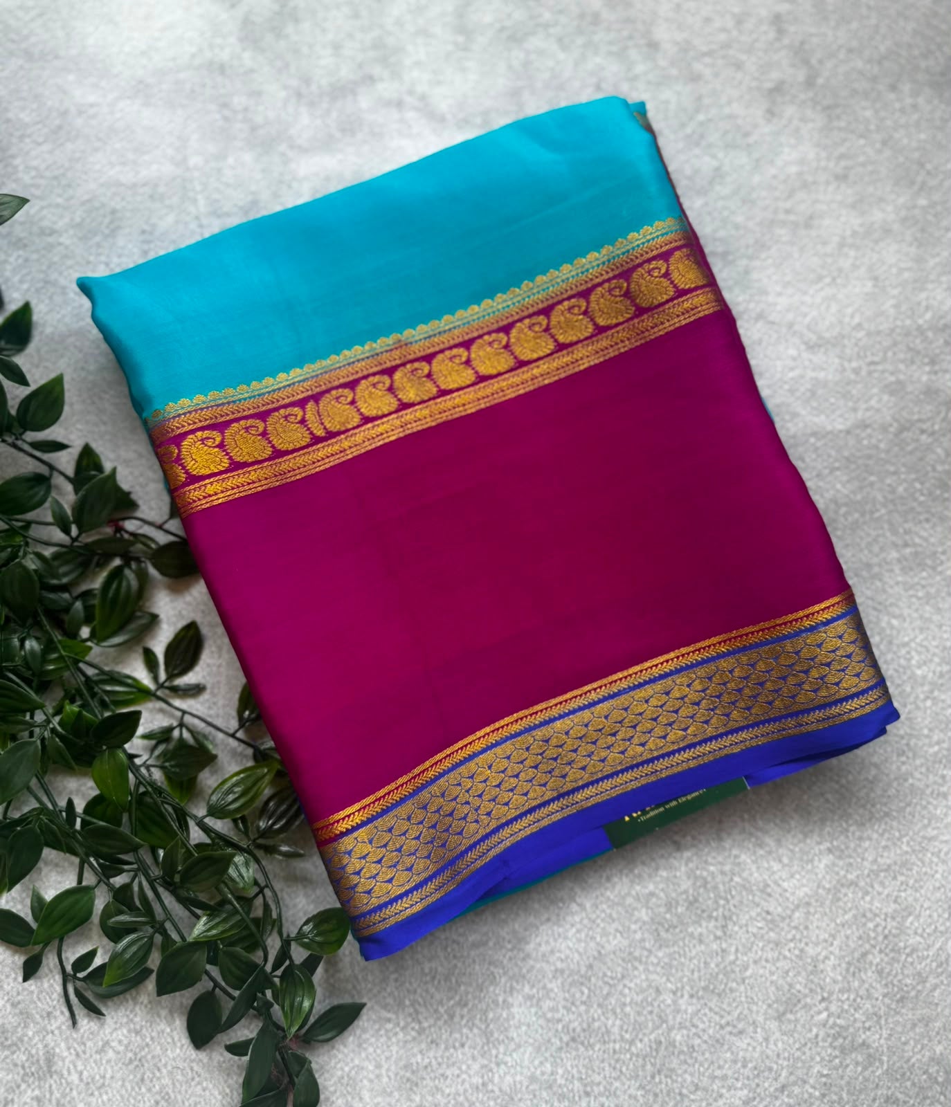 Blue n purple pure mysore crepe silk saree