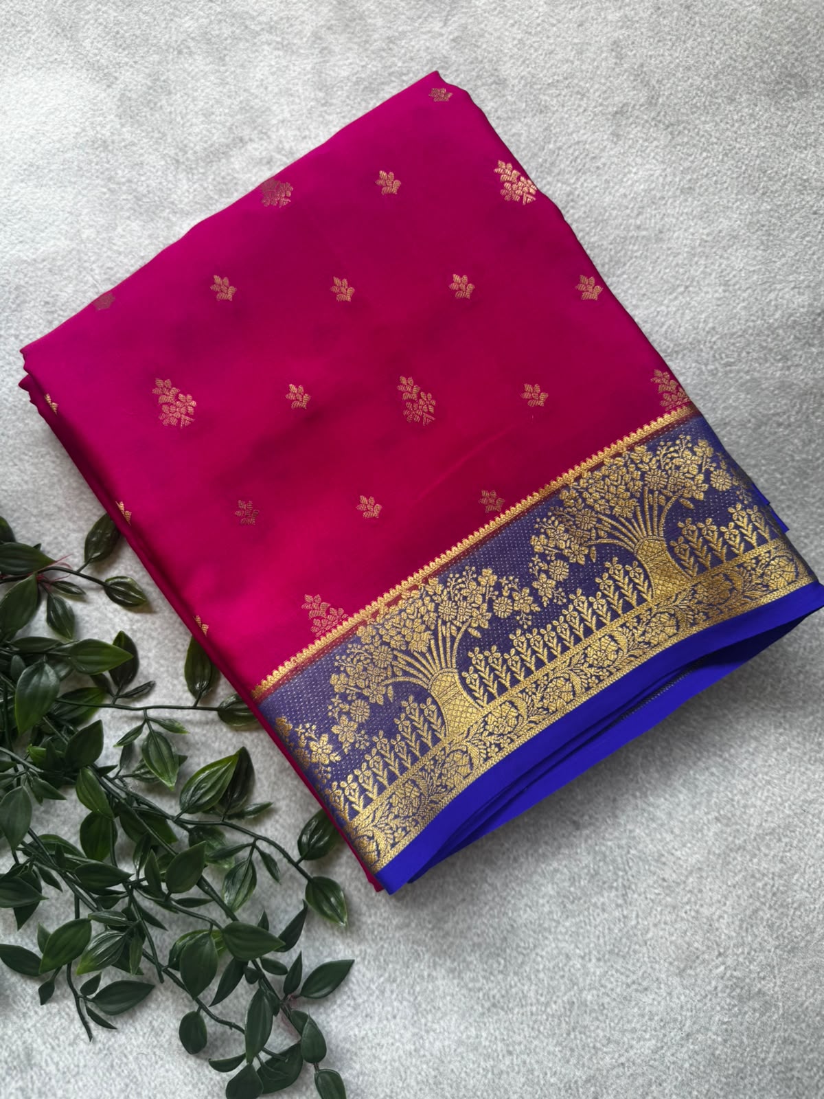 Pink pure mysore crepe silk saree