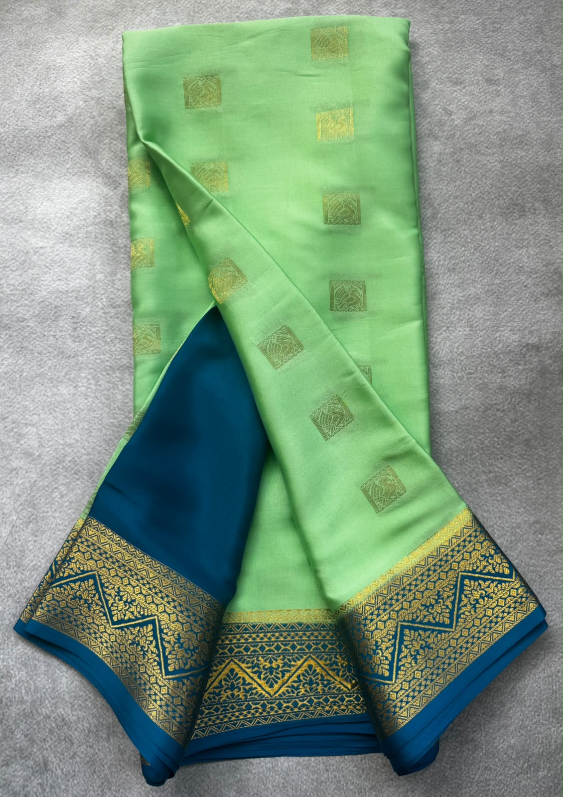 Pastel green pure mysore crepe silk saree
