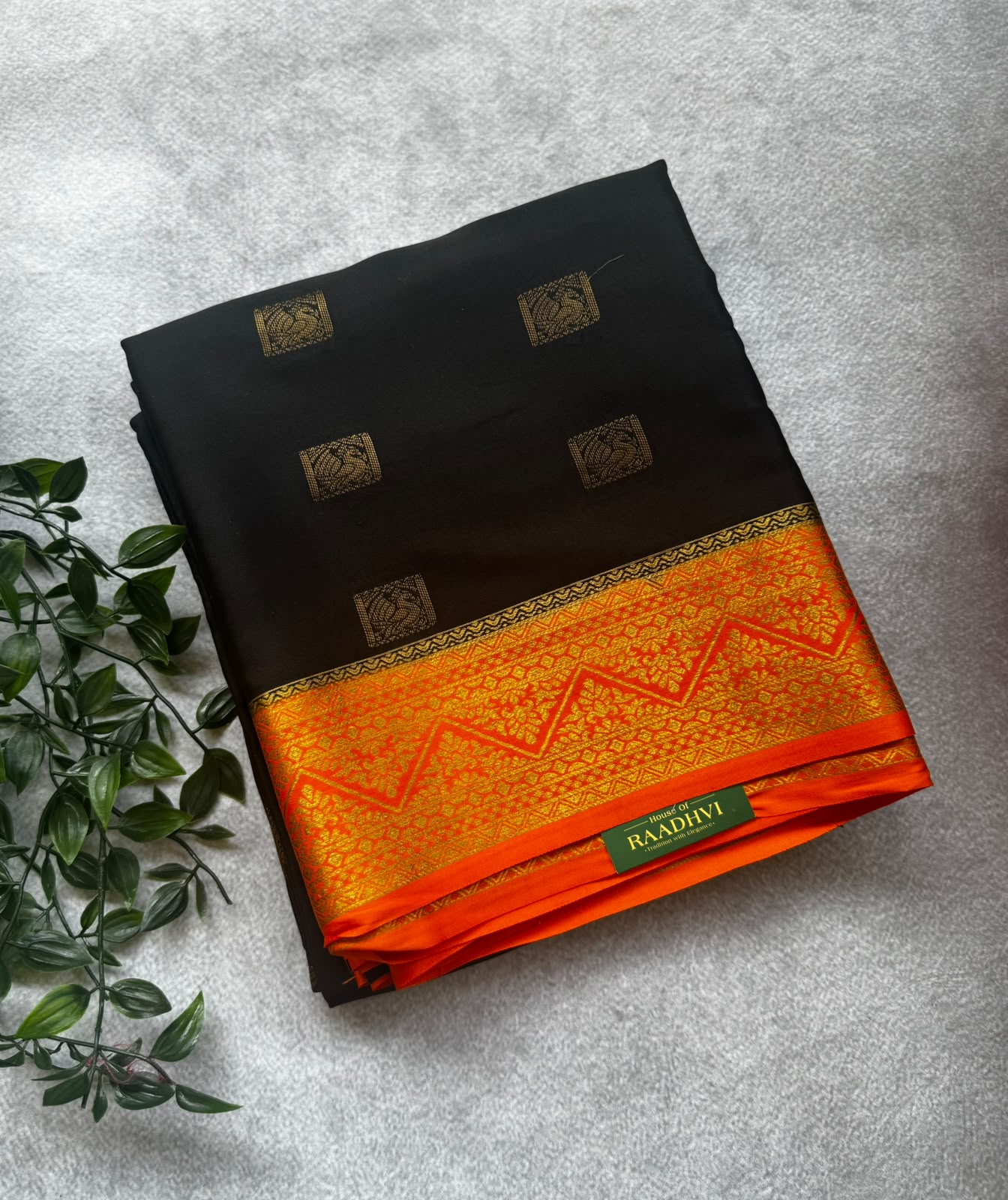 Black pure mysore crepe silk saree