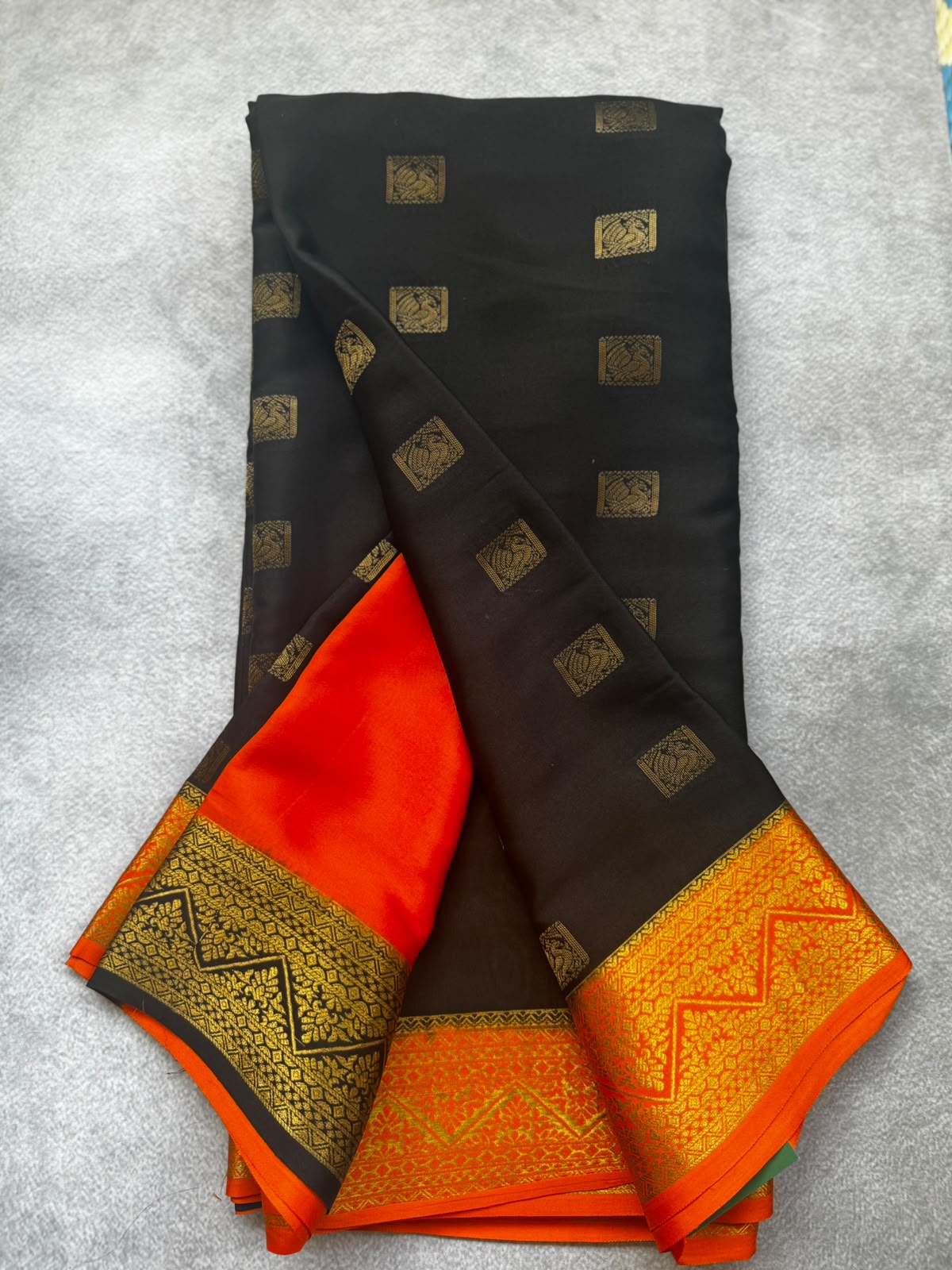 Black pure mysore crepe silk saree
