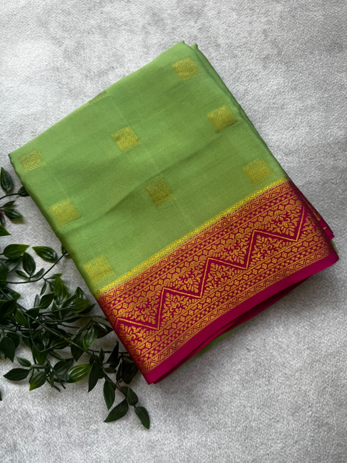 Pista green pure mysore crepe silk saree