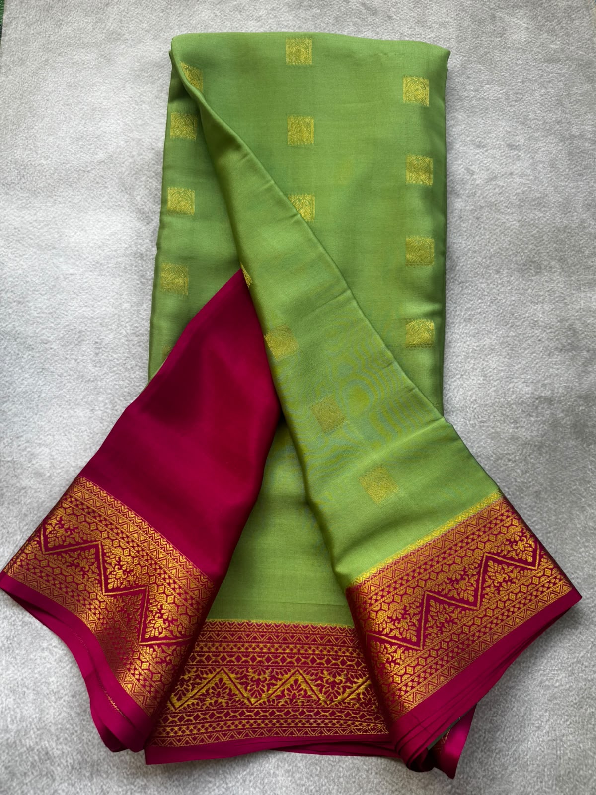 Pista green pure mysore crepe silk saree