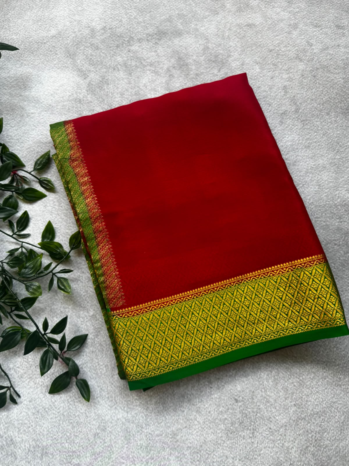 Maroon pure mysore crepe silk saree