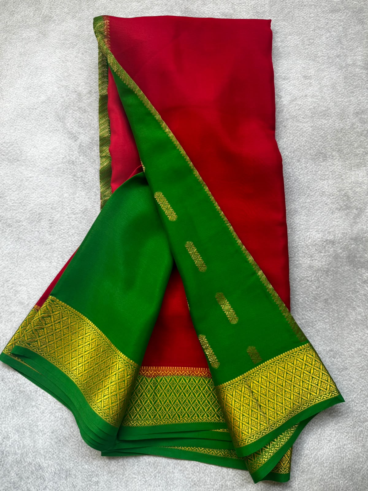 Maroon pure mysore crepe silk saree