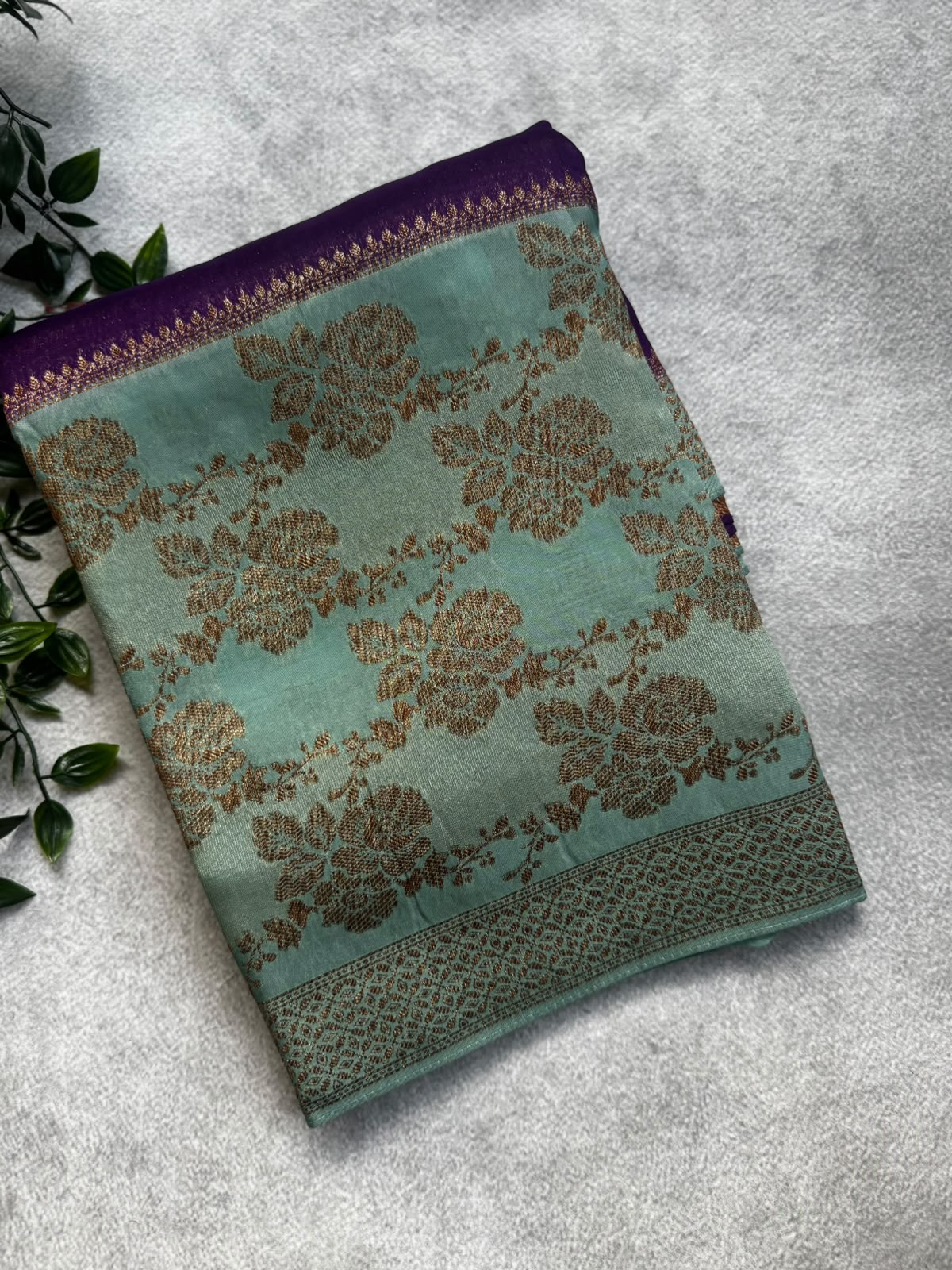 Purple tussar georgette saree