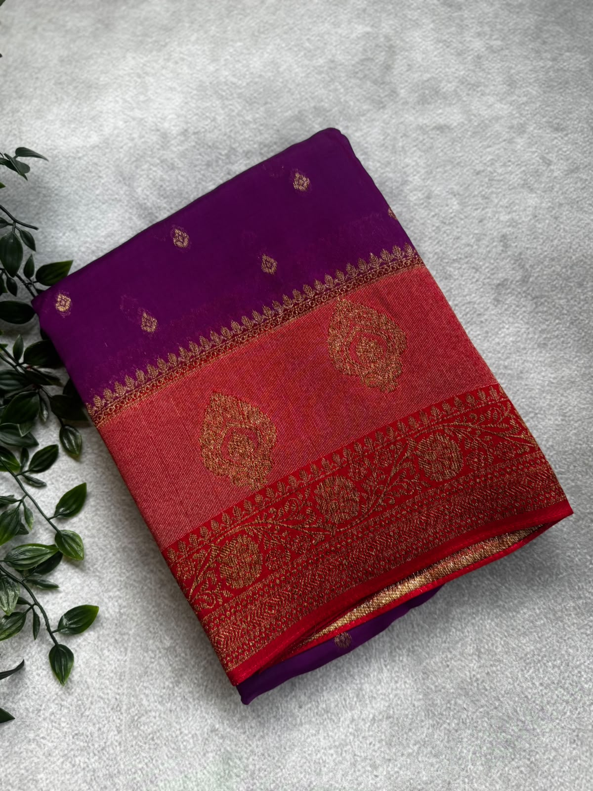 Purple tussar georgette saree