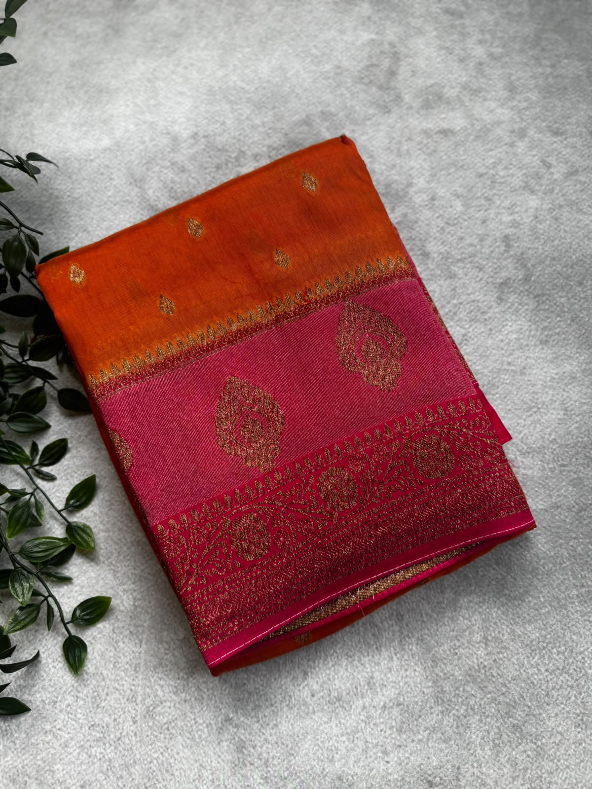 Rust tussar georgette saree