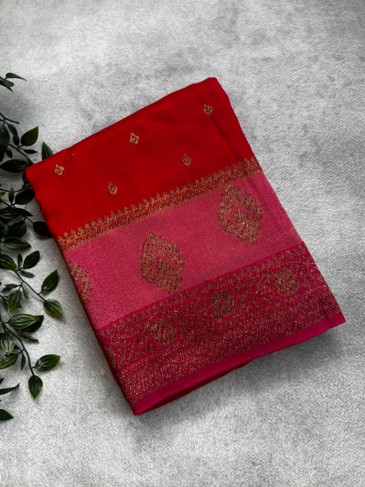 Red tussar georgette saree
