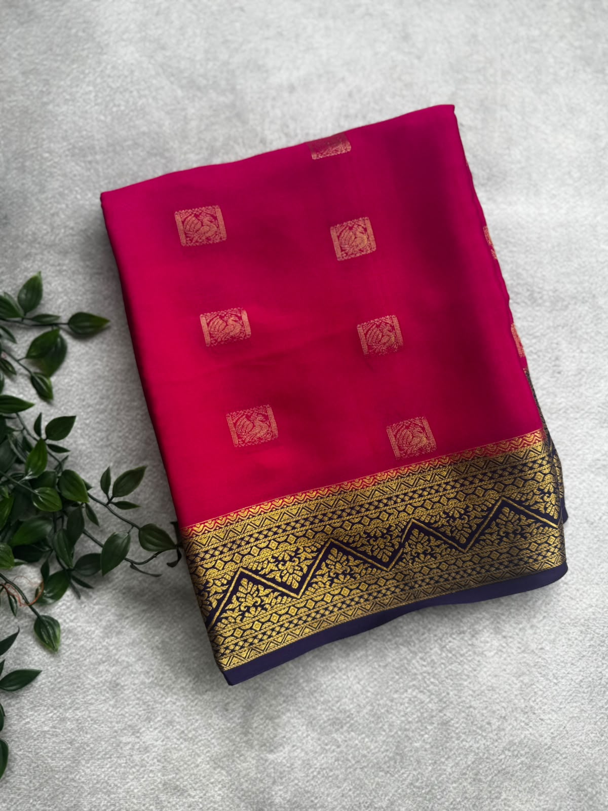 Pink small butta pure mysore crepe silk saree