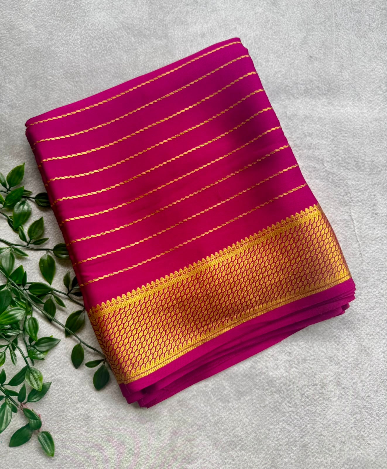 Wine n peach pure mysore crepe silk saree
