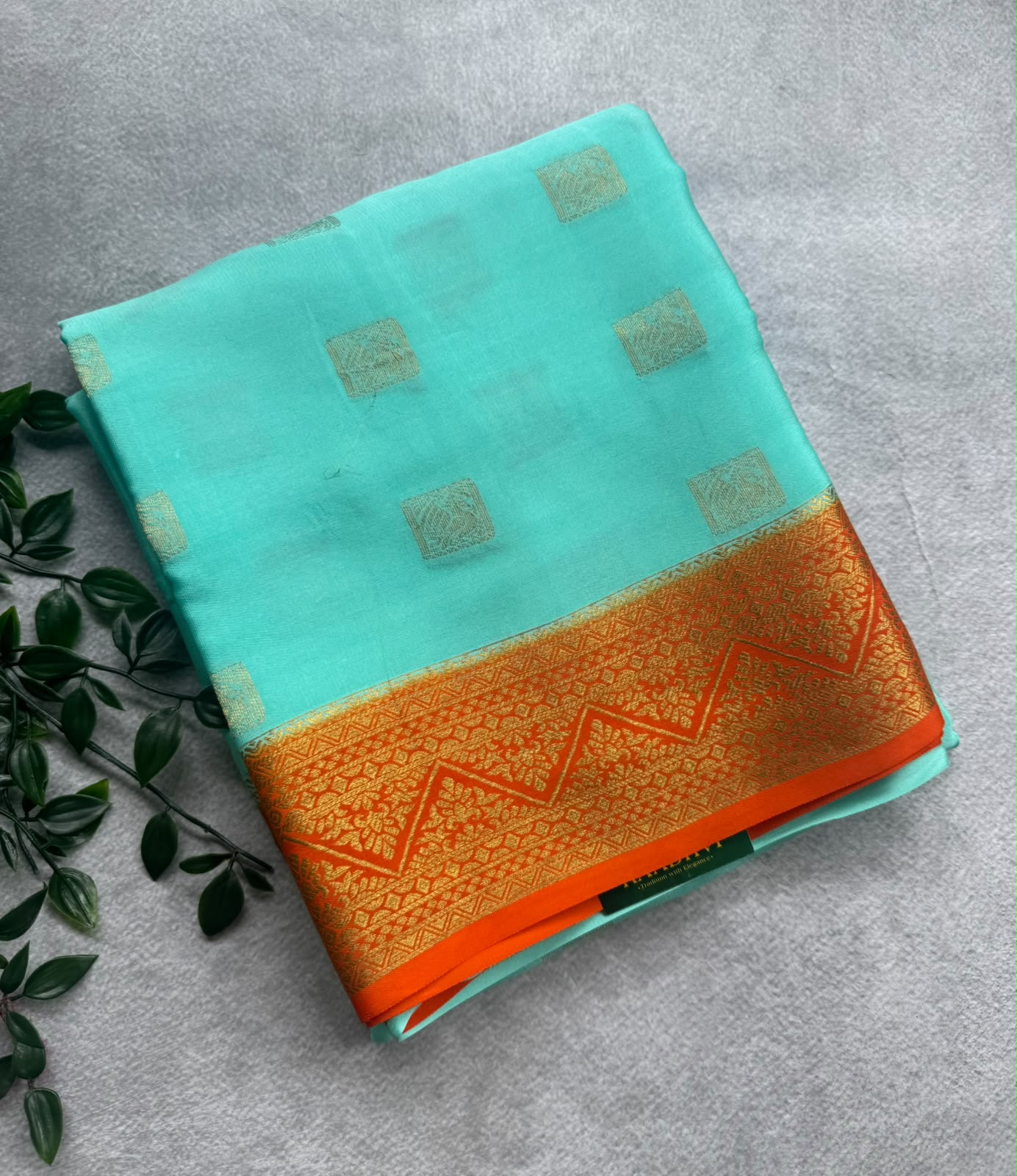 Pastel blue pure mysore crepe silk saree