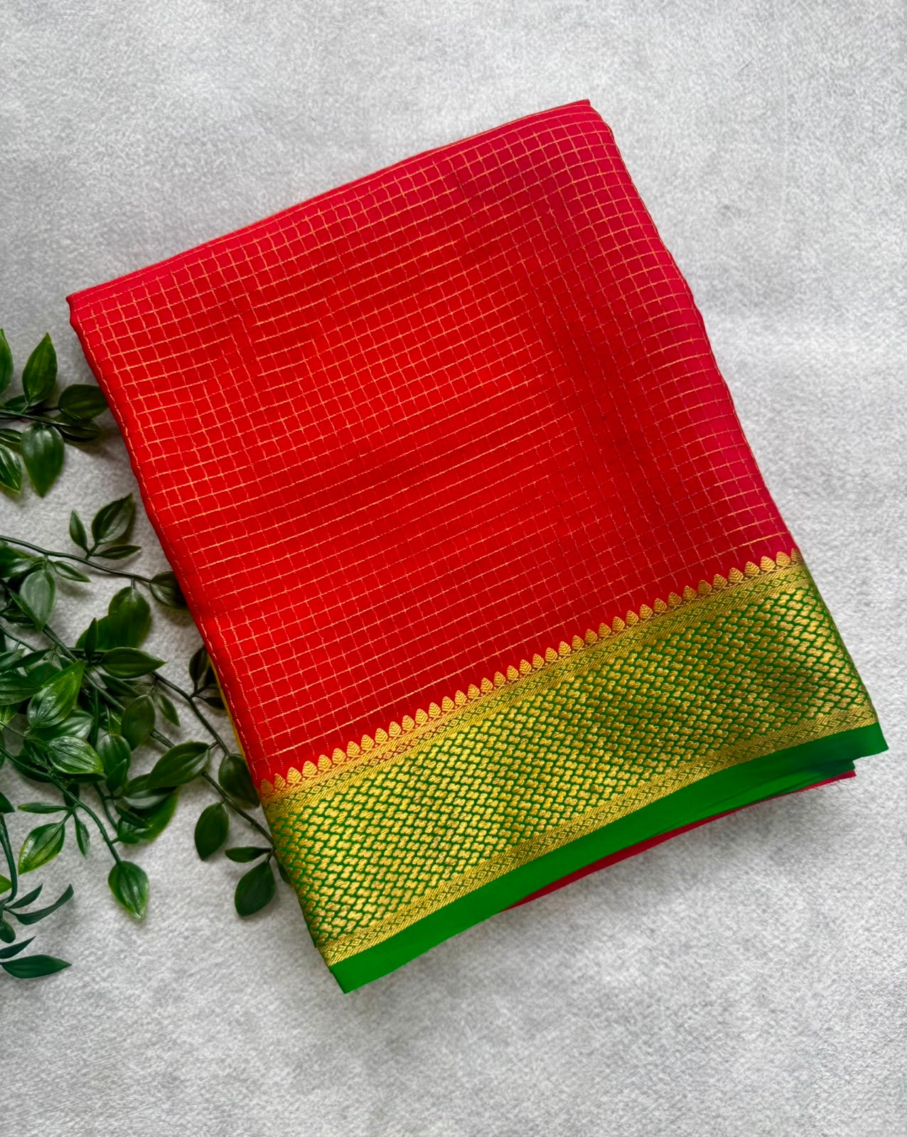 Red n yellow pure mysore crepe silk saree