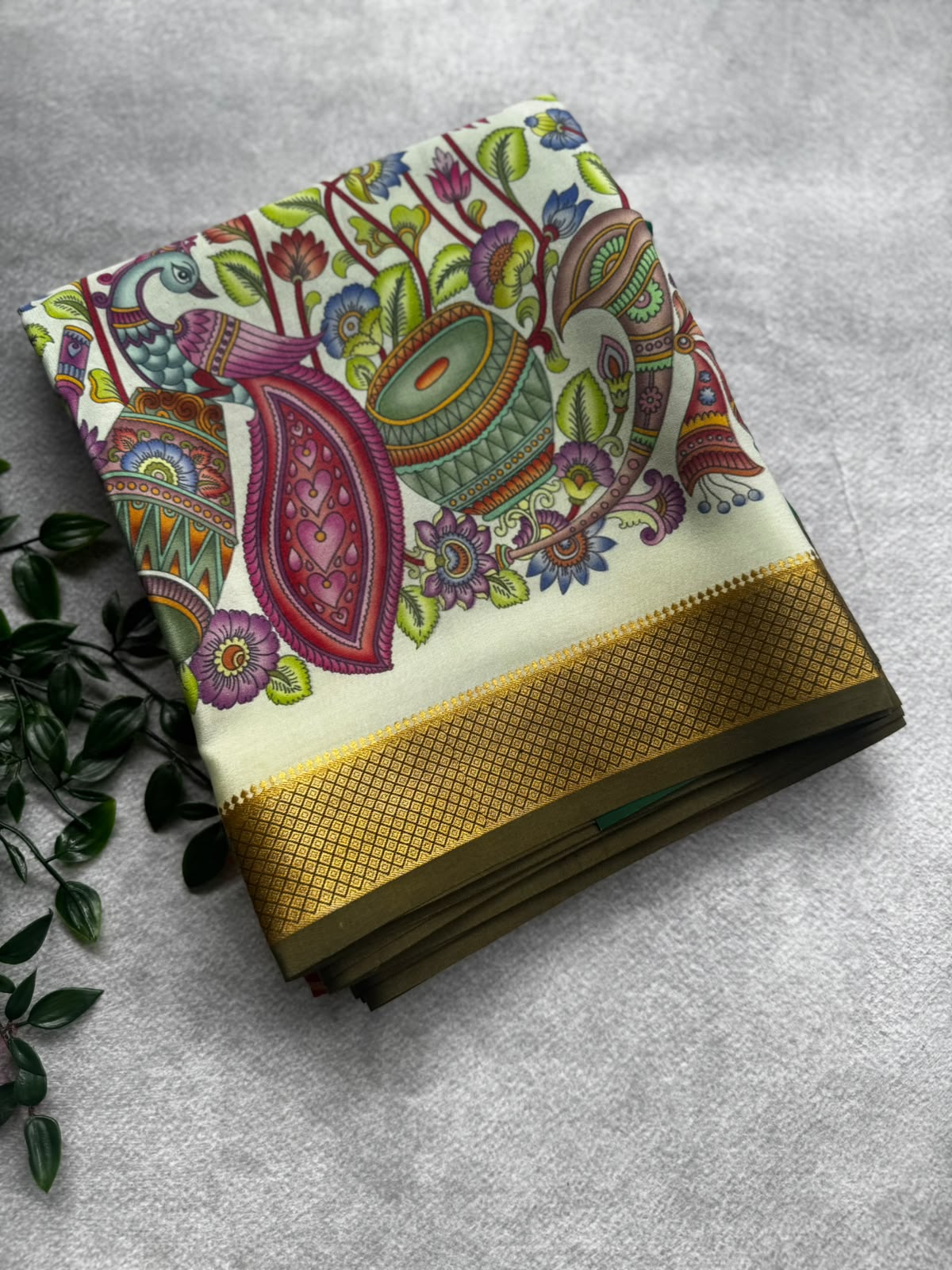 Kalamkari pure mysore crepe silk saree