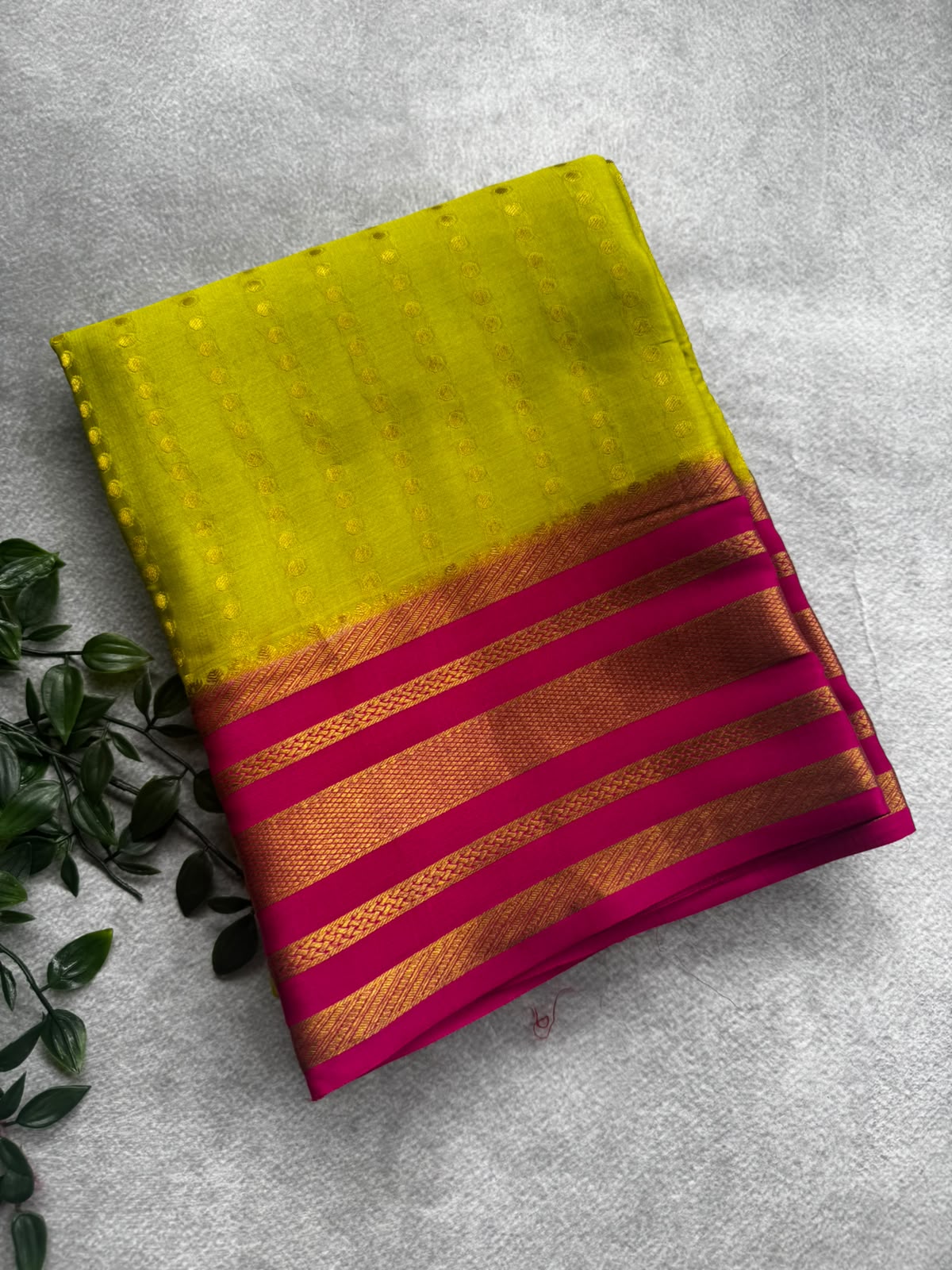 Neon green pure mysore crepe silk saree