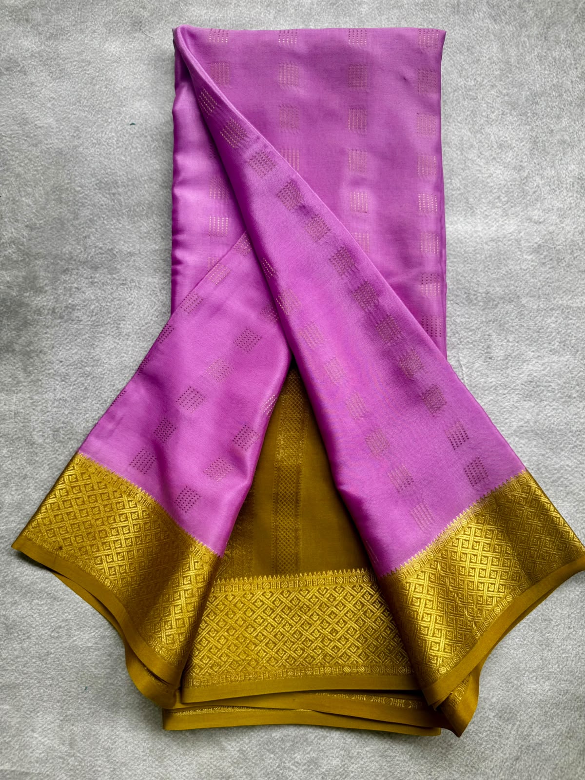 Lilac pure mysore crepe silk saree