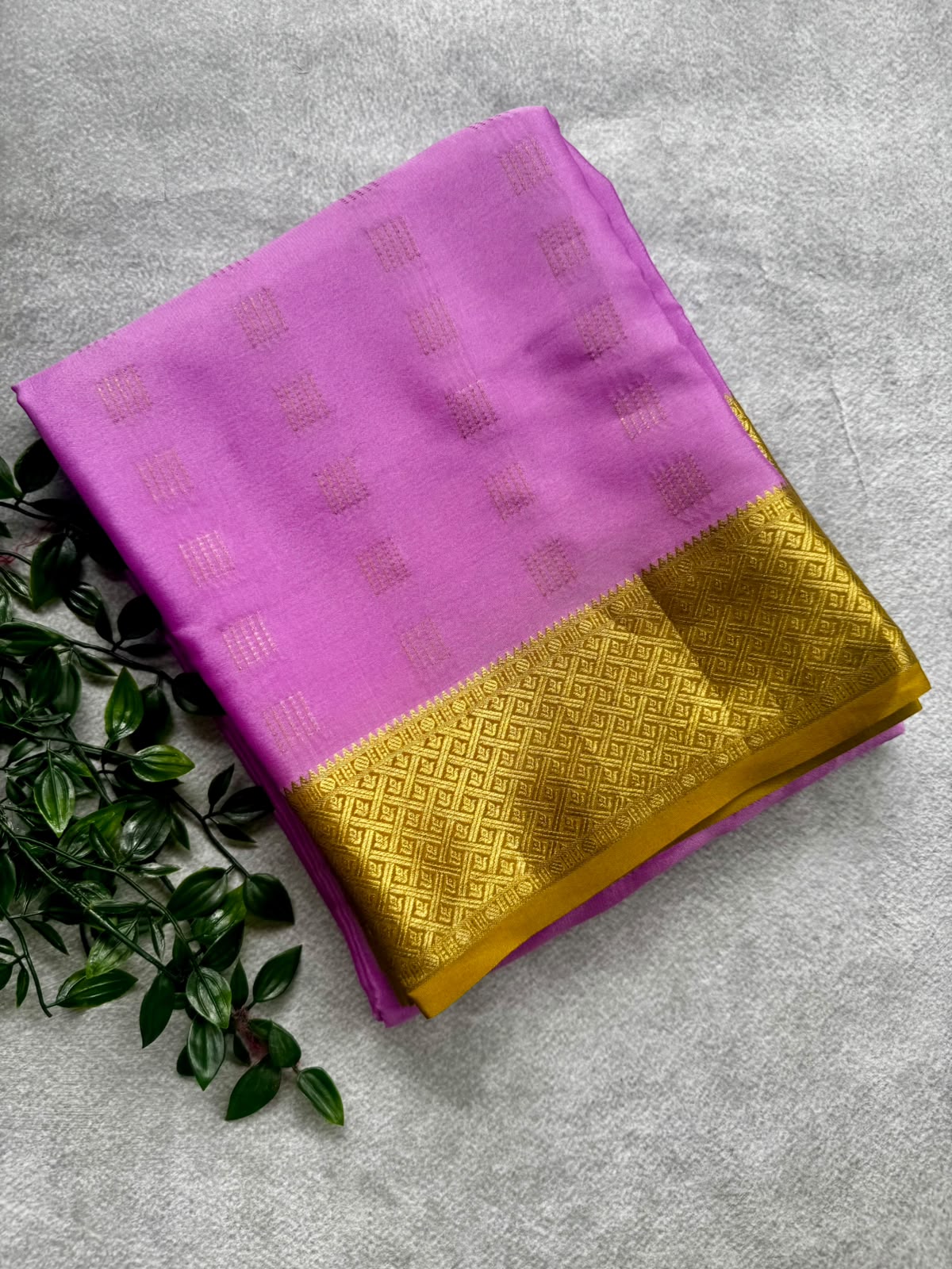 Lilac pure mysore crepe silk saree