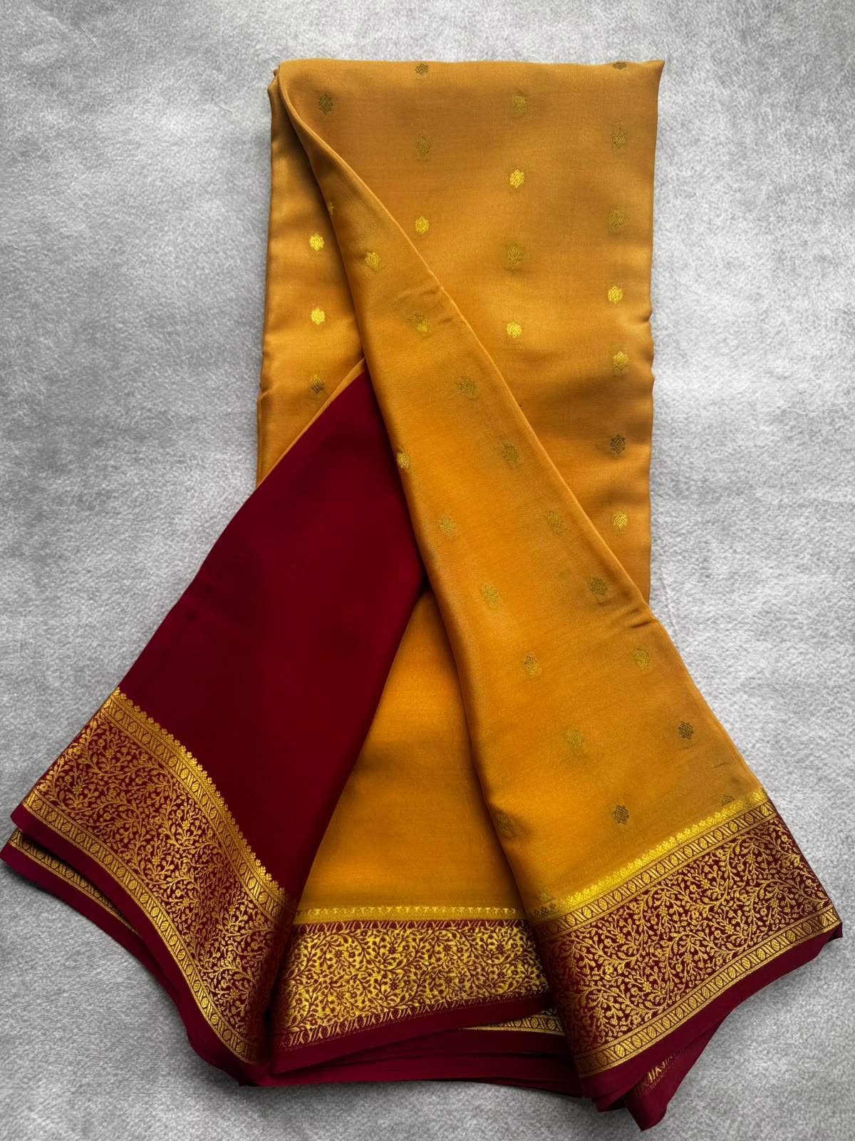 Cream pure mysore crepe silk saree