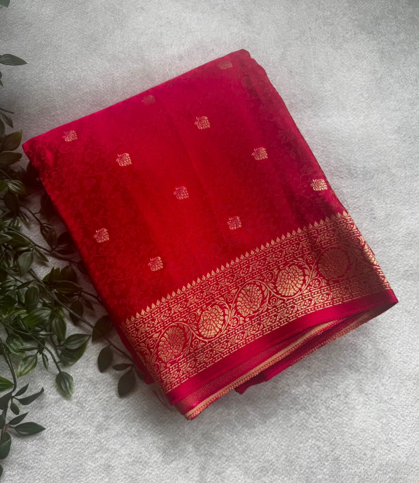 Pink brocade crepe saree