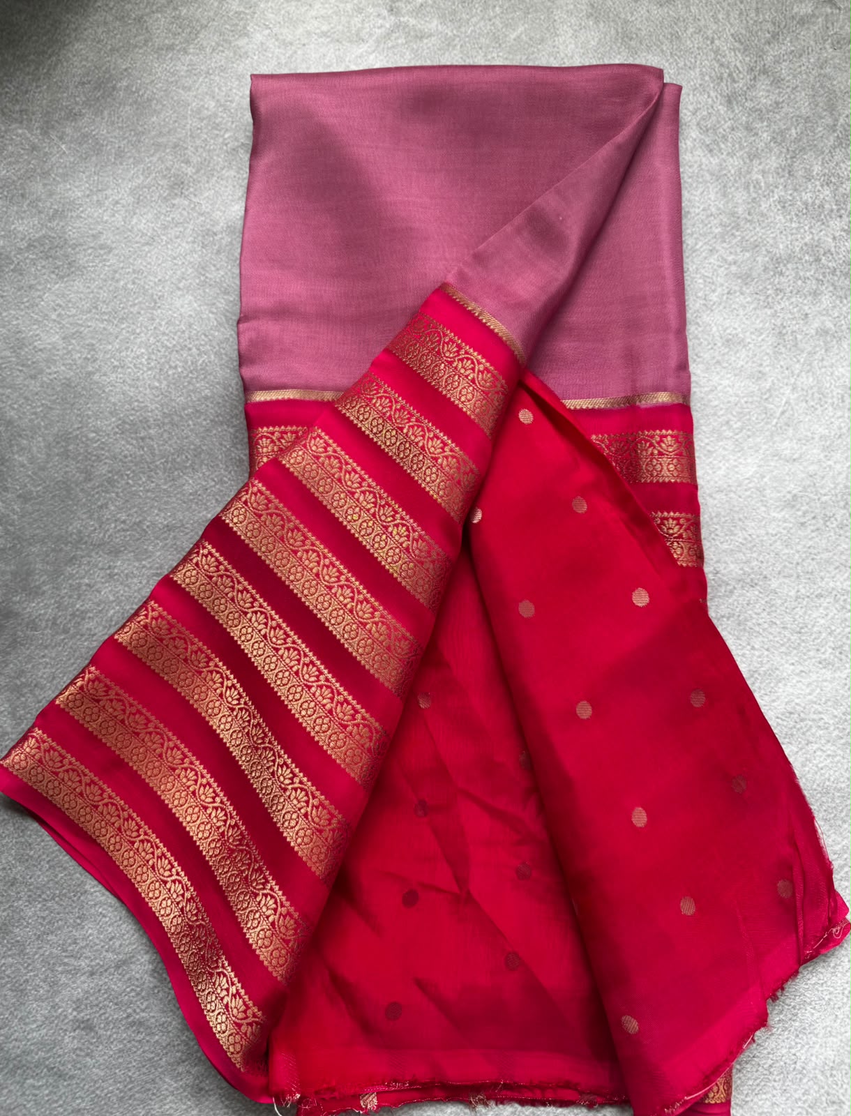 Pink semi mysore crepe silk saree