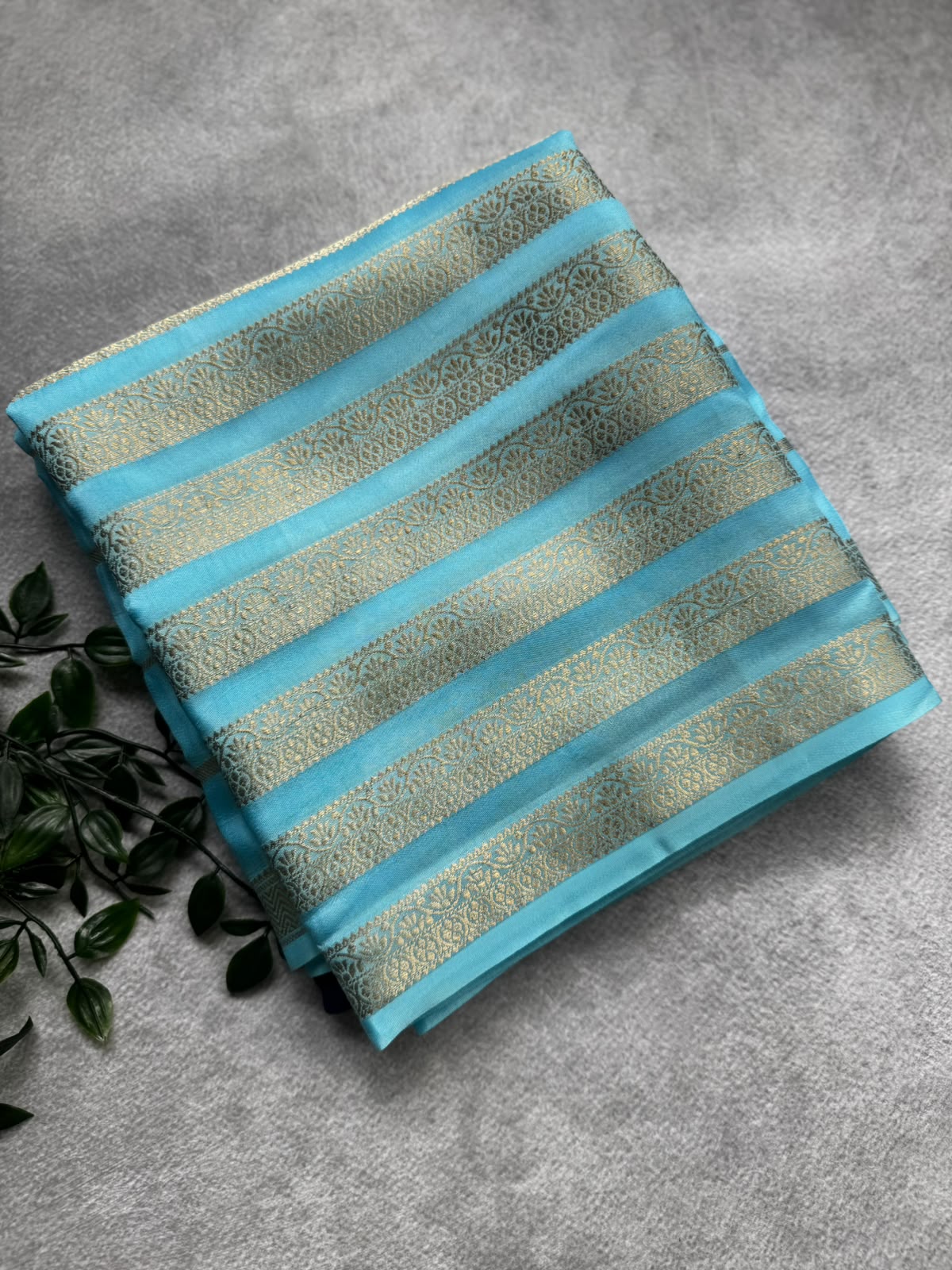 Blue n navy blue semi mysore crepe silk saree
