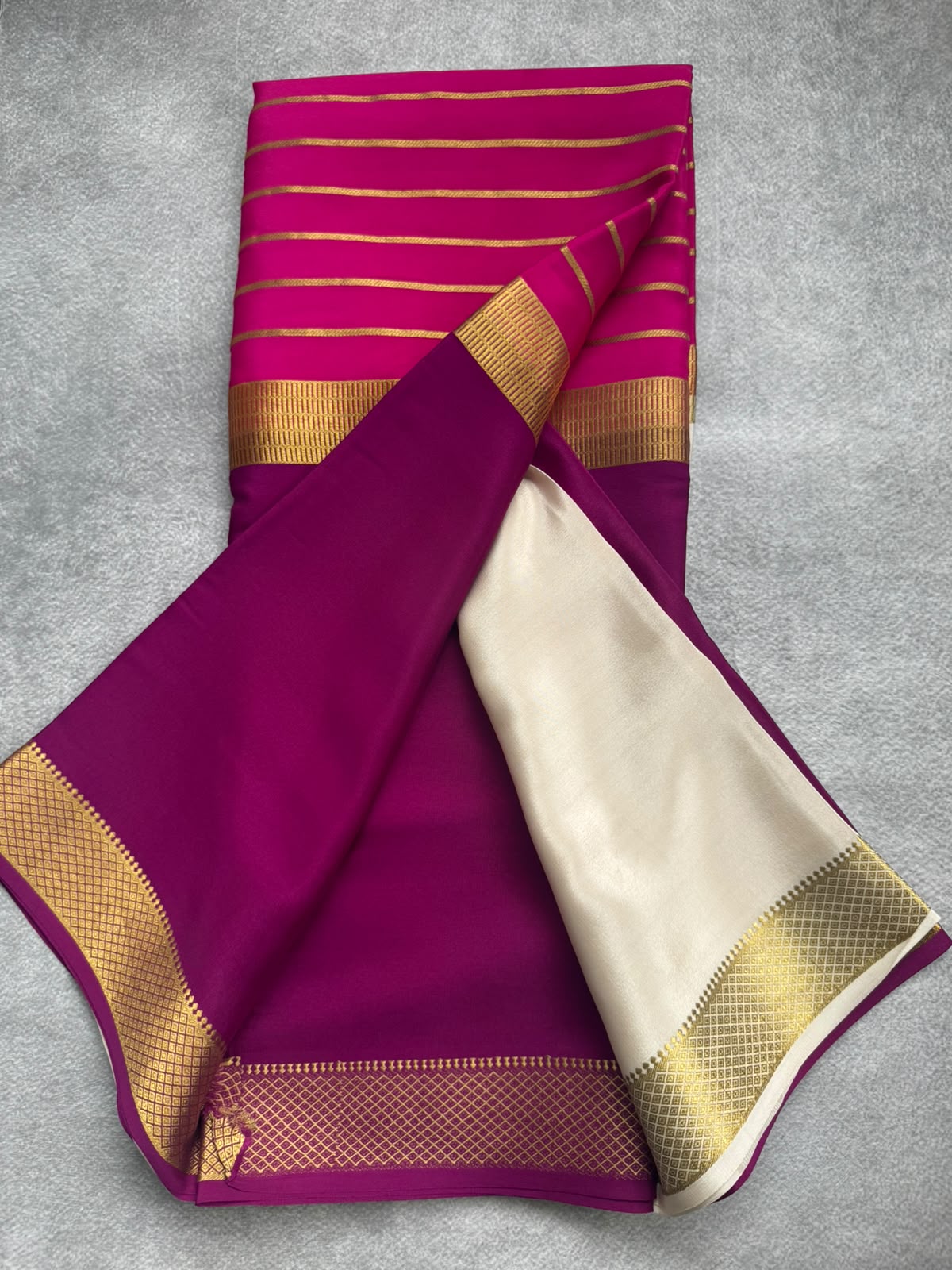 3D pure mysore crepe silk saree
