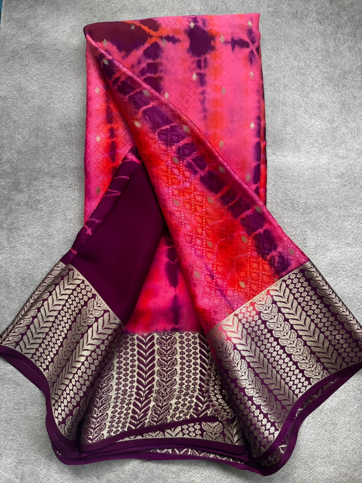Pink pure mysore crepe silk saree