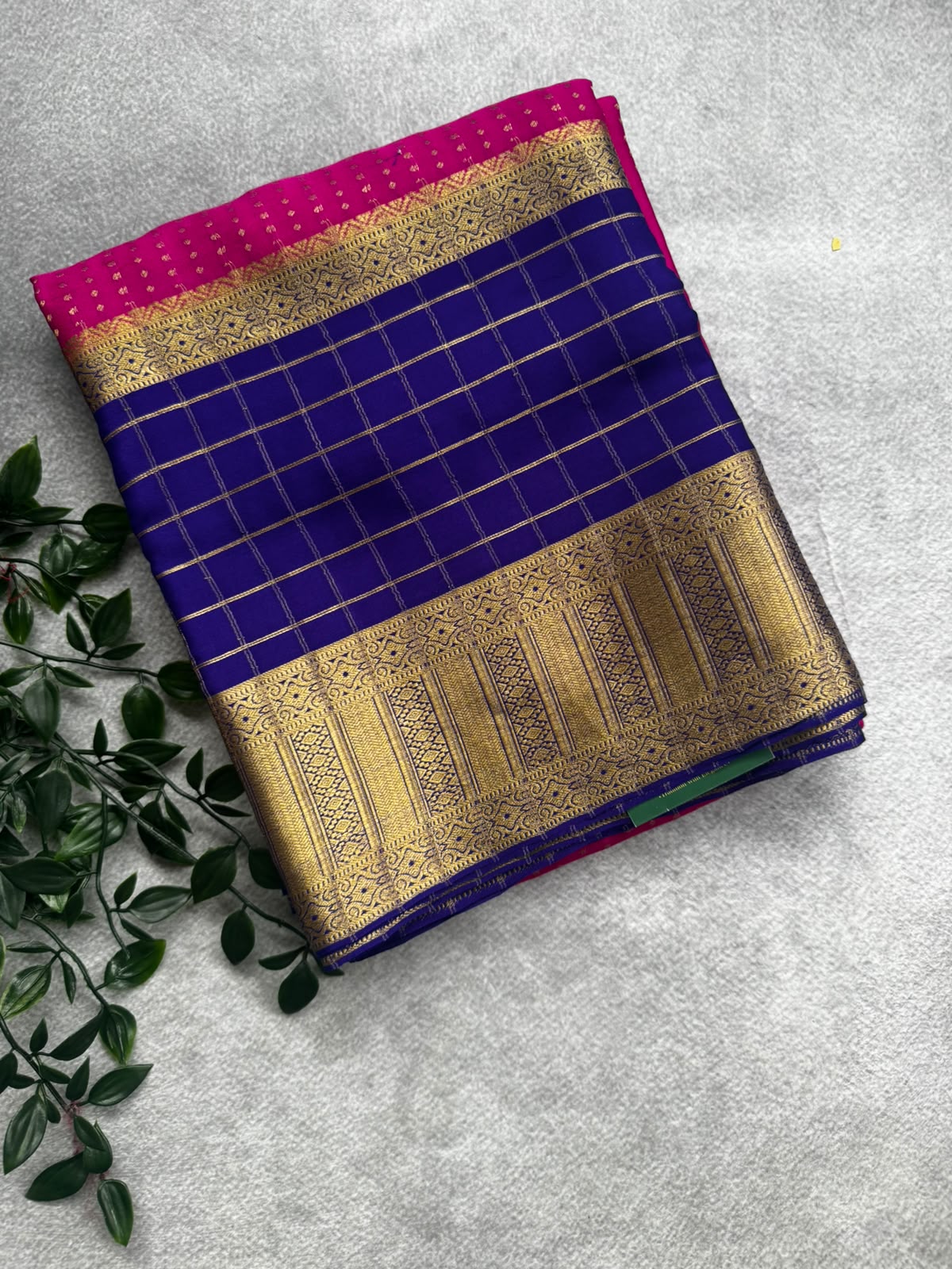 Pink n purple pure mysore crepe silk saree