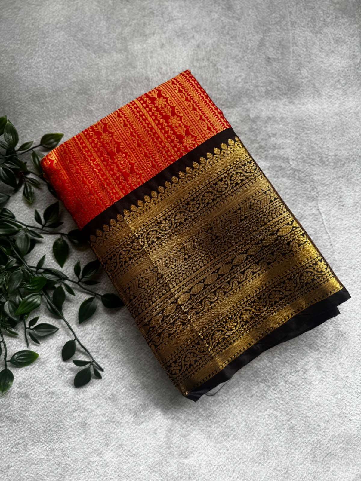Red semi crepe silk saree