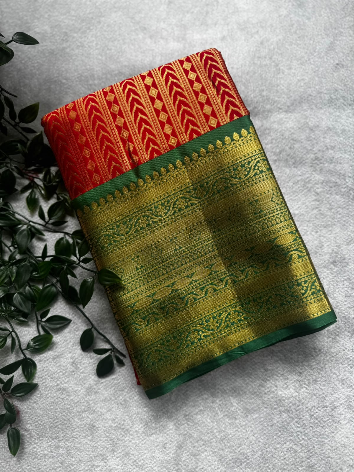 Red semi crepe silk saree
