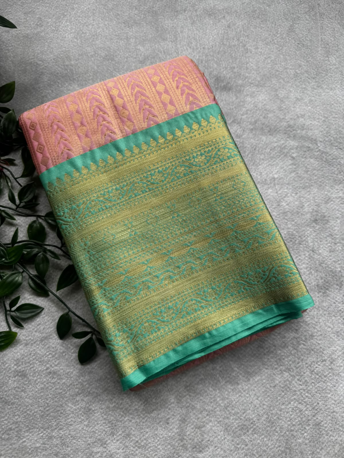 Pink semi crepe silk saree