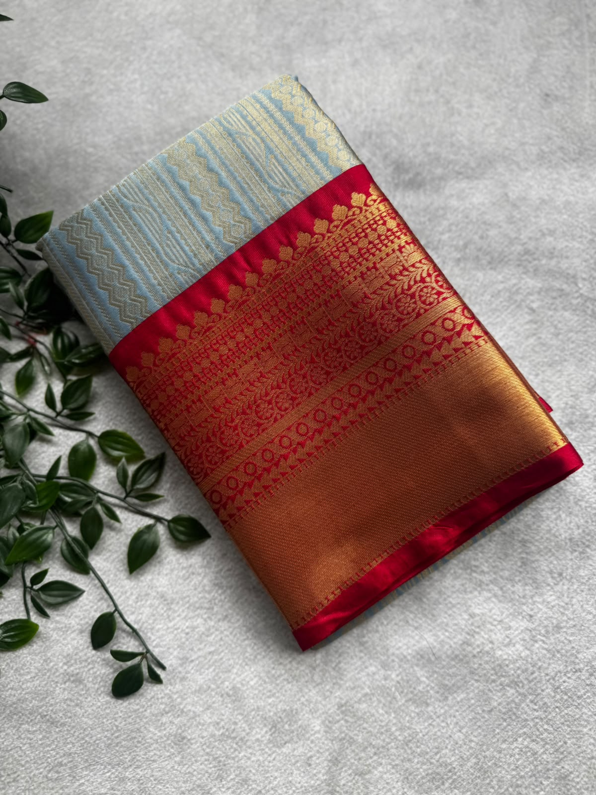 Blue semi crepe silk saree