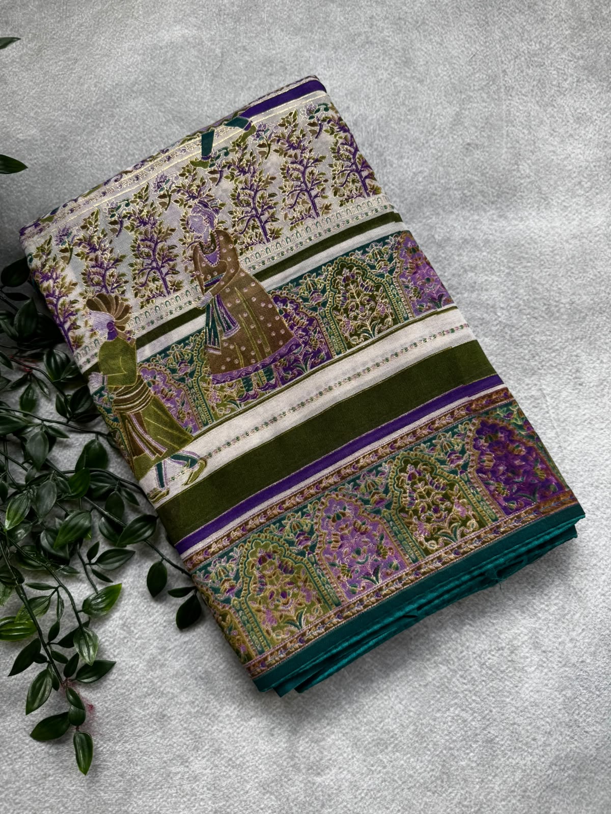 Multicolor crepe saree