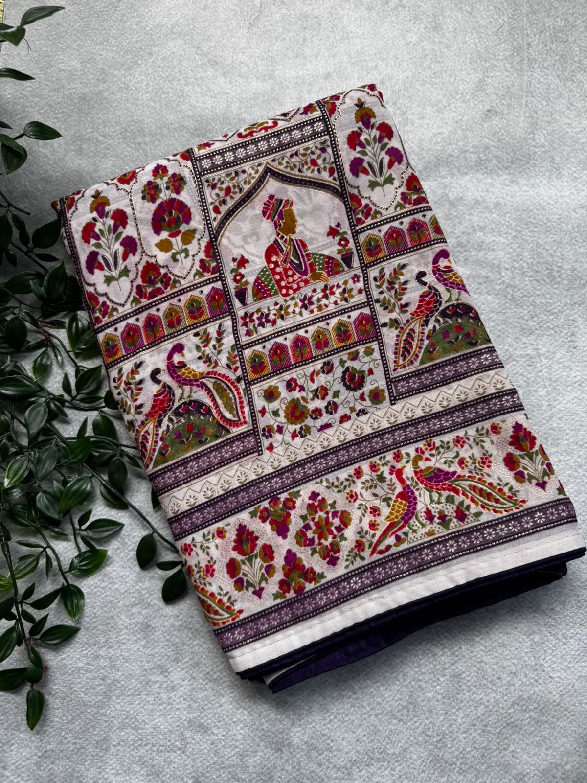 Multicolor crepe saree