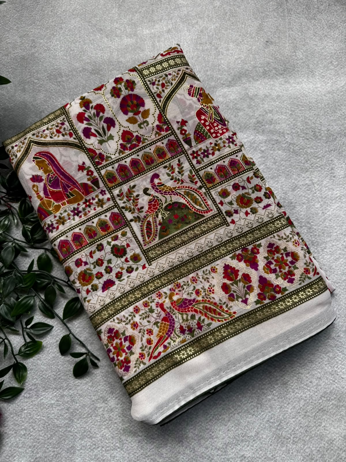 Multicolor crepe saree