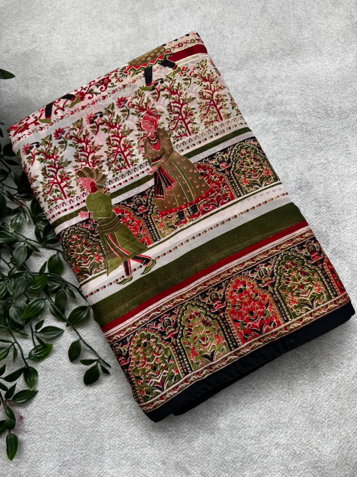 Multicolor crepe saree