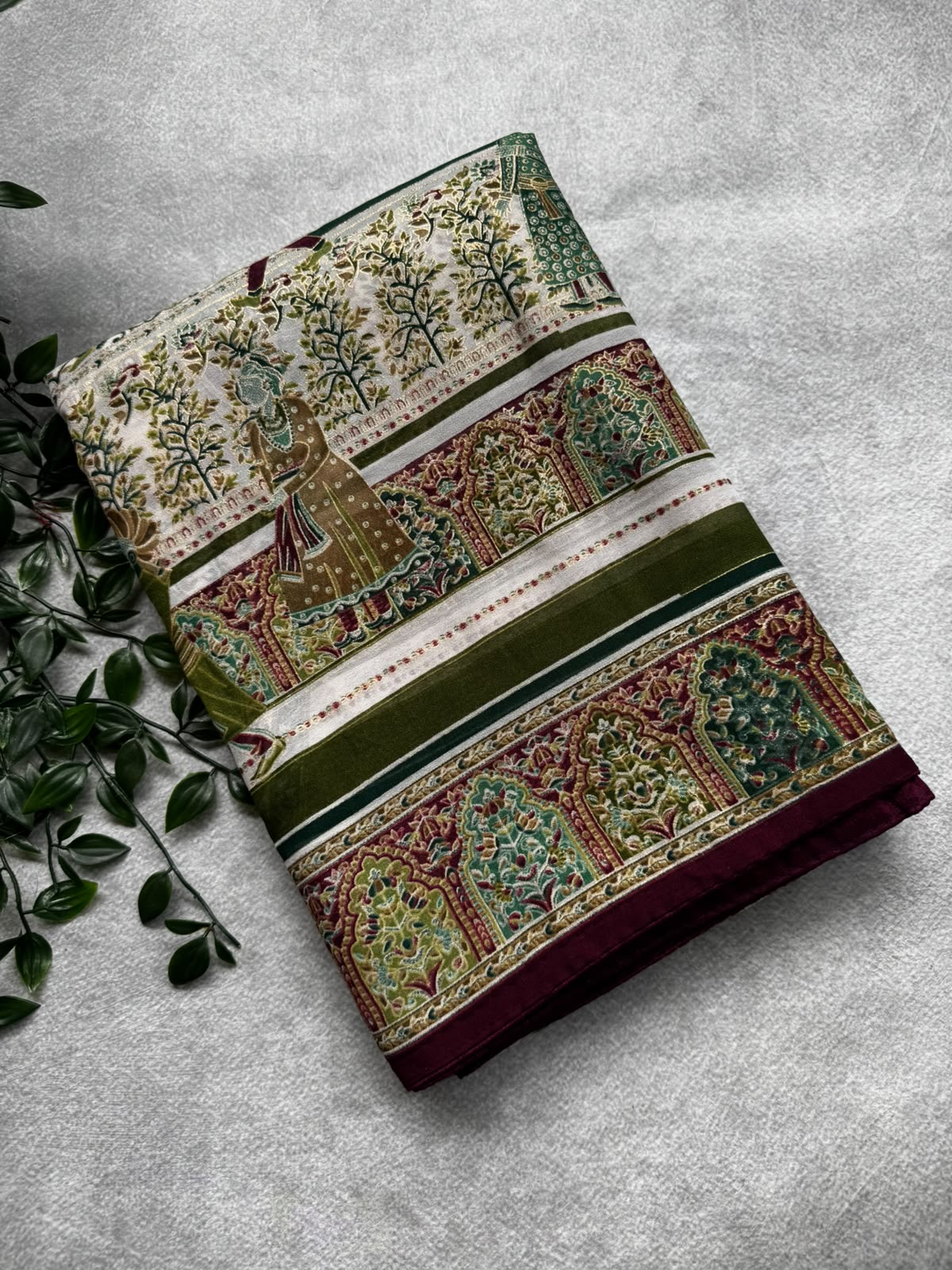 Multicolor crepe saree